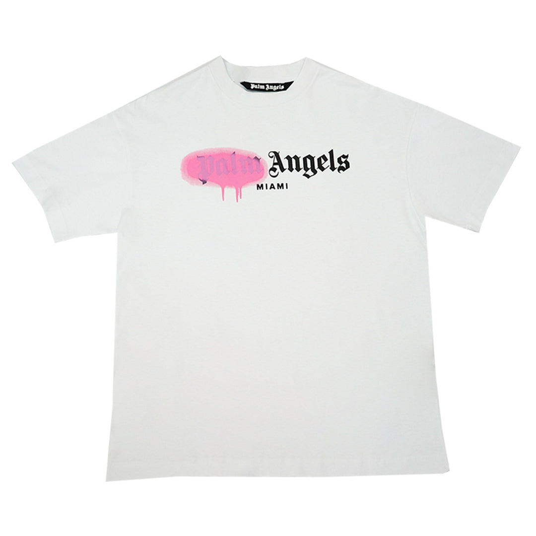 Miami Logo Tee White Pink