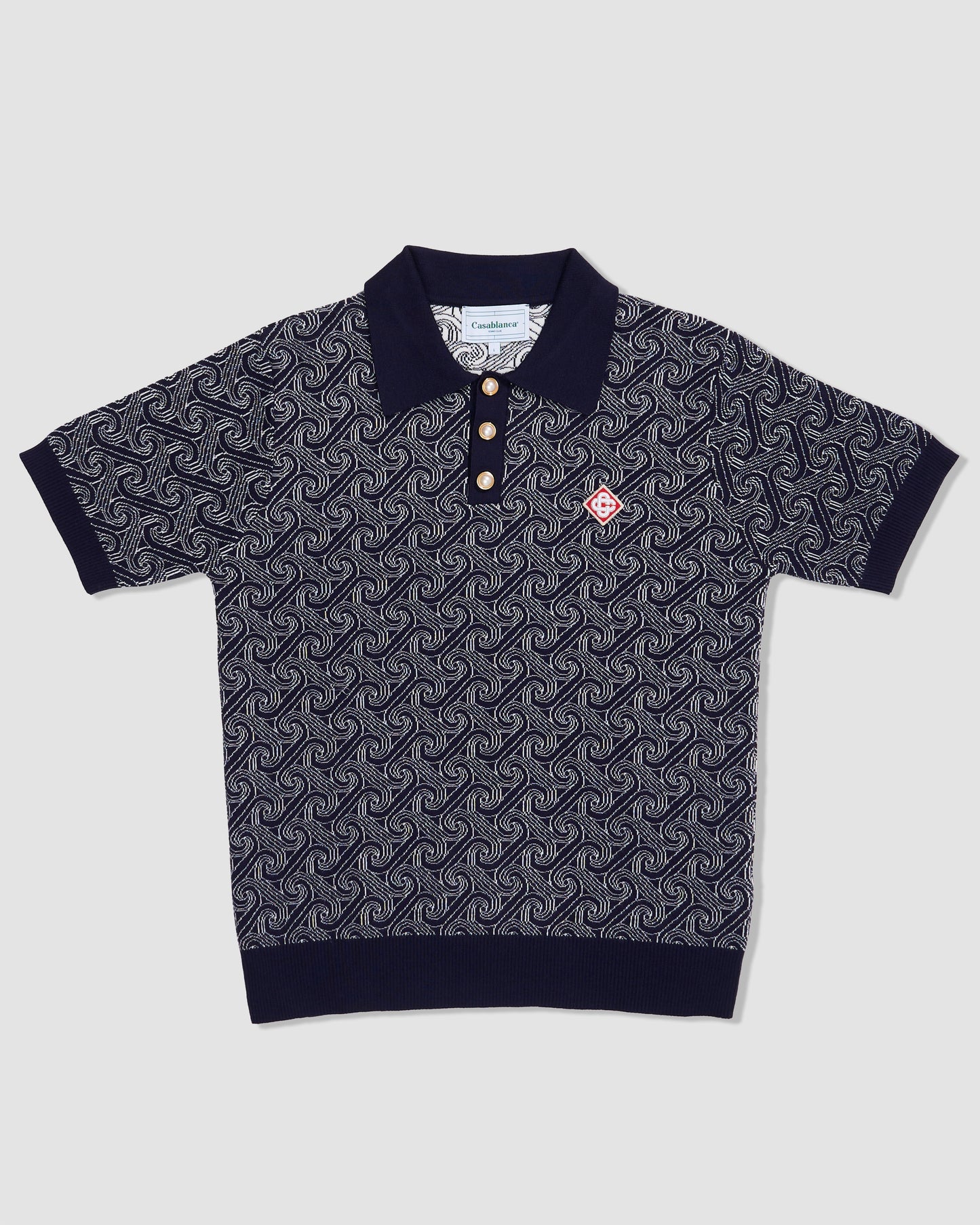 CASA BLANCA JACQUARD MONOGRAM POLO