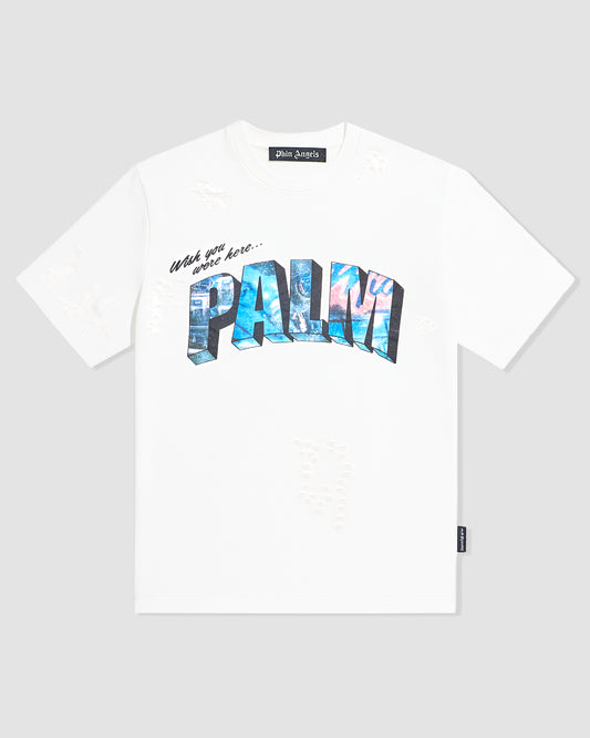Palm Angels T-Shirt Sign Print Ecru