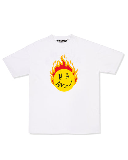 Camiseta blanca con estampado Burning Head